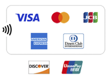 Visa, Mastercard, JCB, American Express, Diners Club, Discover, 銀聯 (UnionPay)