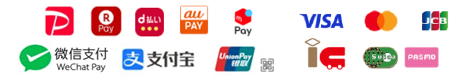 PayPay, 楽天ペイ, d払い, au PAY, メルペイ, WeChat Pay, Alipay, 銀聯 (UnionPay), Visa, Mastercard, JCB, 交通系IC, Suica, PASMO